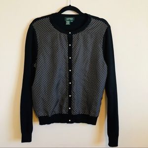 Lauren Ralph Lauren Silk Pearl Button Cardigan